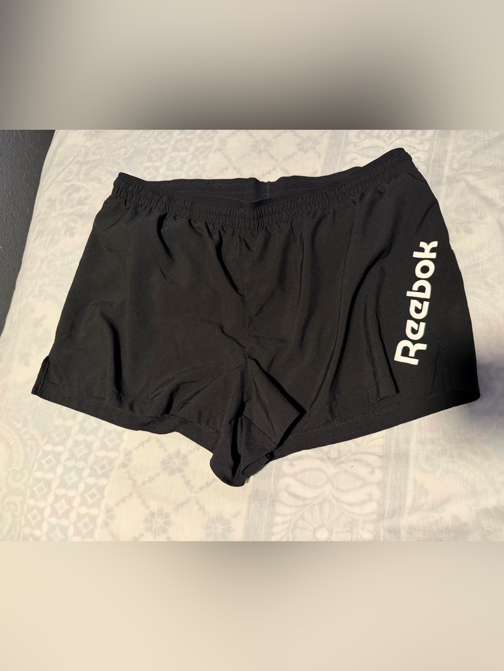 Reebok Black Women's Athletic Shorts with White Logo size XL
